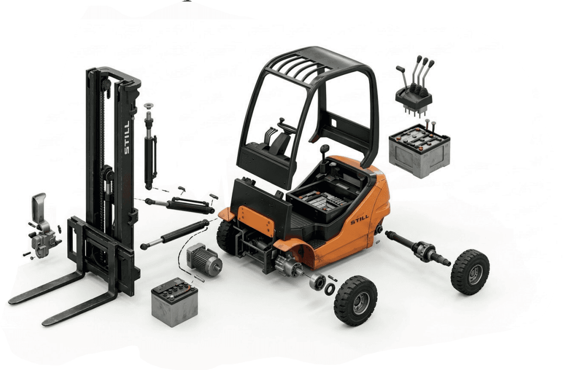 Empilhadeira STILL com peças explodidas